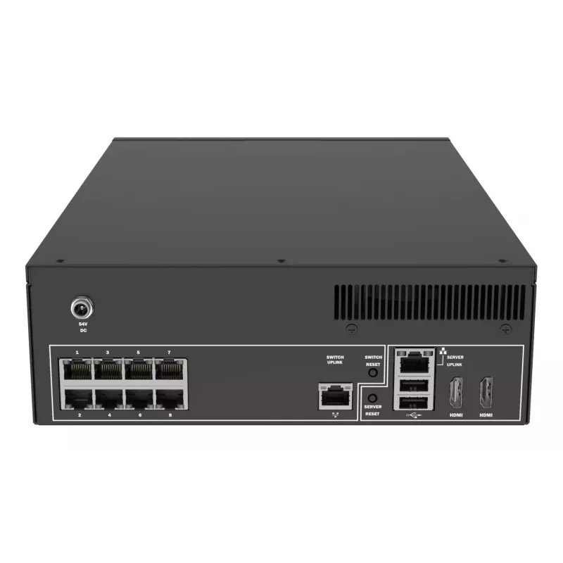 Grabador de vídeo en red AXIS S2208 Mk II 8 canales, HDD de 4 TB, SATA, 7680×4320 máx., IEEE 802.3at, negro