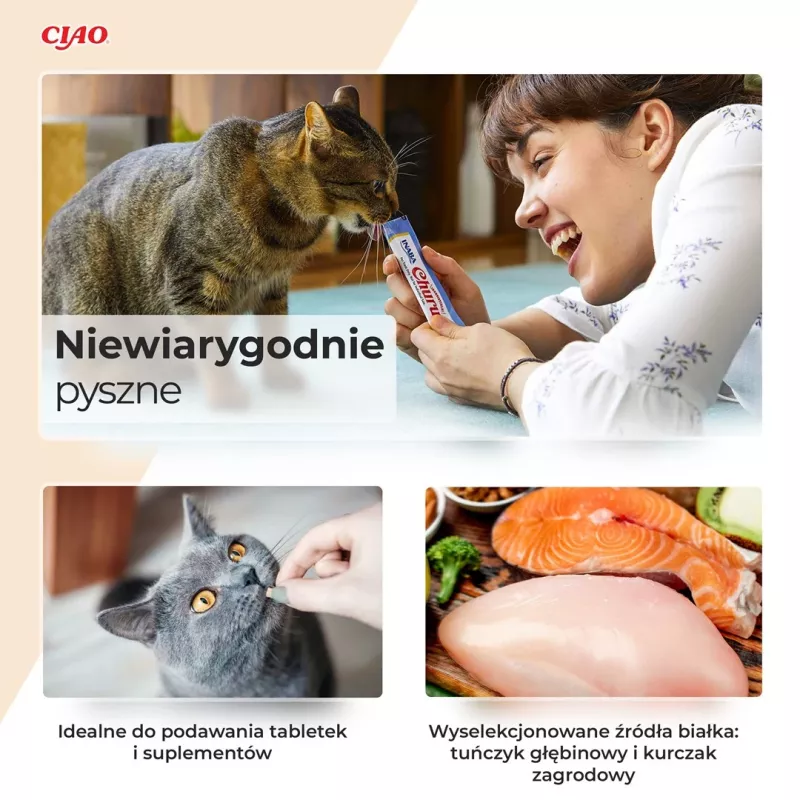 INABA Churu Atún con sabor a almeja – Snack para gatos – 4x14 g