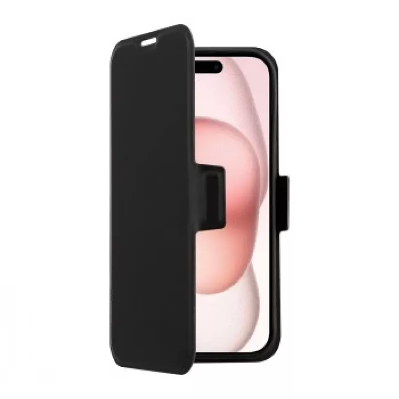 Funda para móvil SCREENOR Clever para Apple iPhone 17 — compatible con MagSafe, piel sintética con marco de TPU, negra