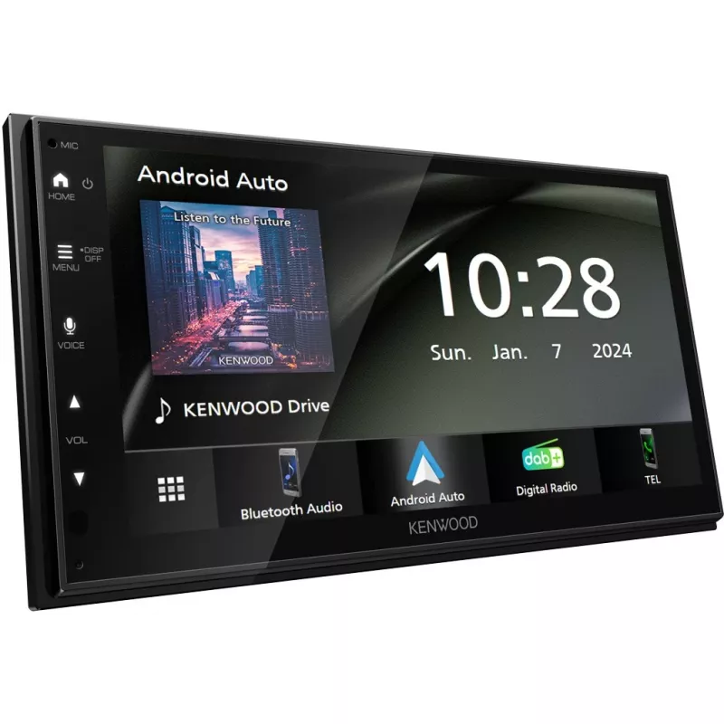 Moniceiver Double-DIN Kenwood con Android Auto, Apple CarPlay, sintonizador DAB+, conexión para cámara de marcha atrás