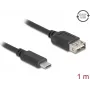 Cable USB 2.0 DELOCK 81536 — USB-C a USB-A, 1 m, negro, contactos dorados