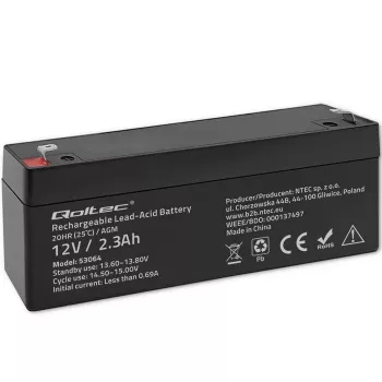 Batería AGM sellada QOLTEC 12V 2,3Ah para sistemas SAI y de respaldo, descarga máx. 34,5A