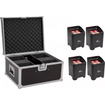 Set de iluminación LED con batería EUROLITE AKKU UP-4 Entry QCL Spot 4x — focos compactos recargables