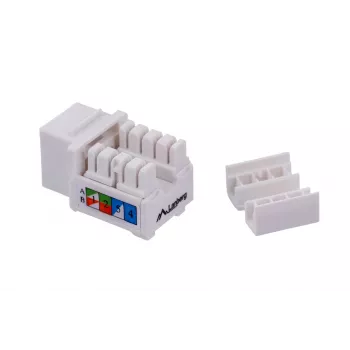 Módulo Keystone LANBERG KSU6-1090, Cat6 U/UTP plano, conector macho RJ-45 a conector hembra LSA, AWG 22/26, 14.5×16.1 mm, blanco