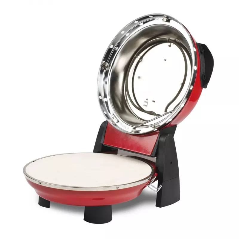 Máquina de pizza G3FERRARI G10032 – 1200 W, Superficie de piedra, máx. 400 °C, Pizza de 31 cm, Temporizador mecánico, Roja