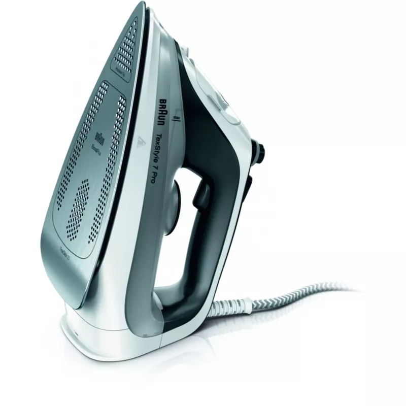 Braun TexStyle 7 Pro SI7149WB plancha en seco y vapor suela EloxalPlus 2900 W Negro, Blanco