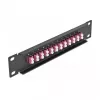 Panel de parcheo de fibra óptica DeLOCK 10 inch 12 puertos LC dúplex violeta 1U negro