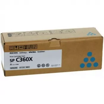 Cartucho de tóner Ricoh SPC360X Cian – alto rendimiento 9.000 páginas