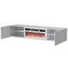 Mueble RTV Cama LARA 183x35x37 blanco mate + blanco con chimenea