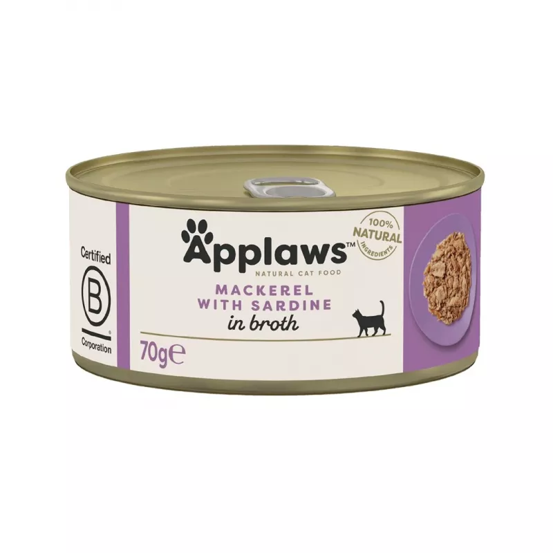 APPLAWS caballa con sardina en caldo - alimento húmedo para gatos - 70g