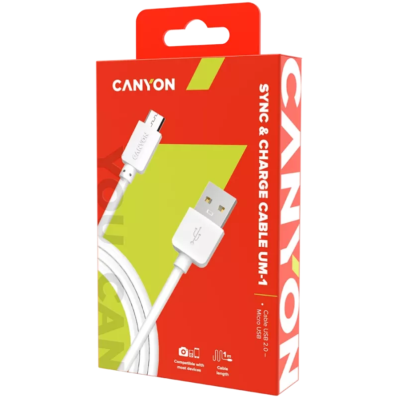 CANYON Cable UM-1 MicroUSB 5W 1m blanco