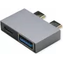 Adaptador USB 3.2 Gen 2 ROLINE, 2x USB Type-C - 1x Type-A + 1x C, conector macho/conector hembra, color plateado (12.03.2946)