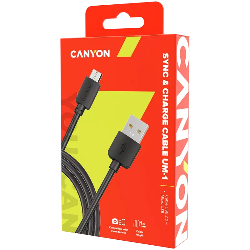 CANYON Cable UM-1 MicroUSB 5W 1m negro