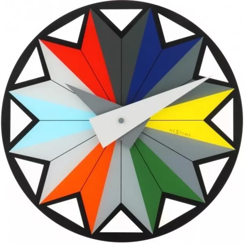Reloj NeXtime 8163 Circus, Ø43 cm, pared, negro/multicolor