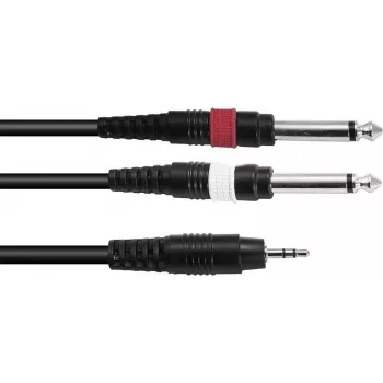 Cable adaptador Omnitronic 3,5 mm a 2×3,5 mm, 1,5 m, negro