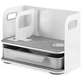 Organizador de escritorio Digitus con cargador Qi acero gris blanco 1 cajón
