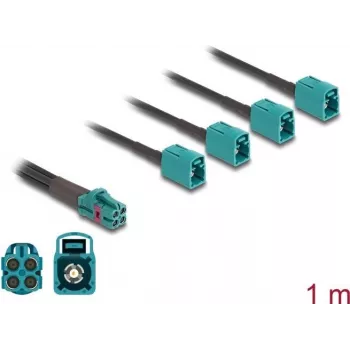 DeLOCK 90140 Cable coaxial 1 m Mini FAKRA Z 4 x FAKRA Z Aqua negro