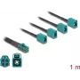 DeLOCK 90140 Cable coaxial 1 m Mini FAKRA Z 4 x FAKRA Z Aqua negro