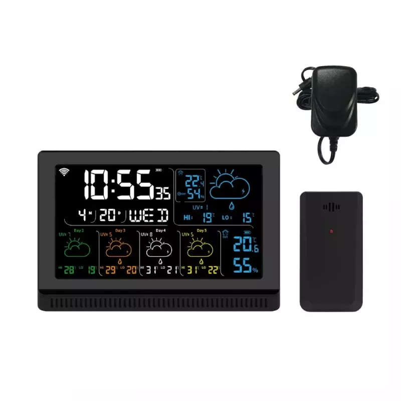 Manta MTO200B Windy Smart estación meteorológica con sensor exterior, Wi-Fi, negra