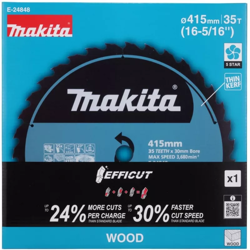 Makita E-24848 hoja de sierra EFFICUT para sierra circular de batería HS013G ancho de corte 2,30 (E-24848)