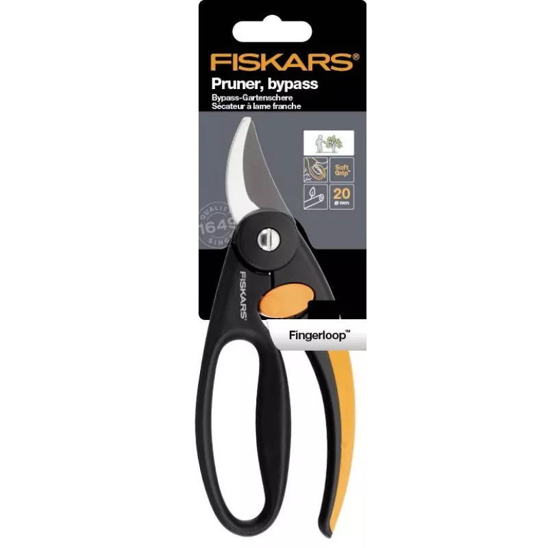 Tijera de podar Fiskars 111440 Bypass negra — Fiskars 1001534 (tijera de jardín de mano, Bypass, negra)