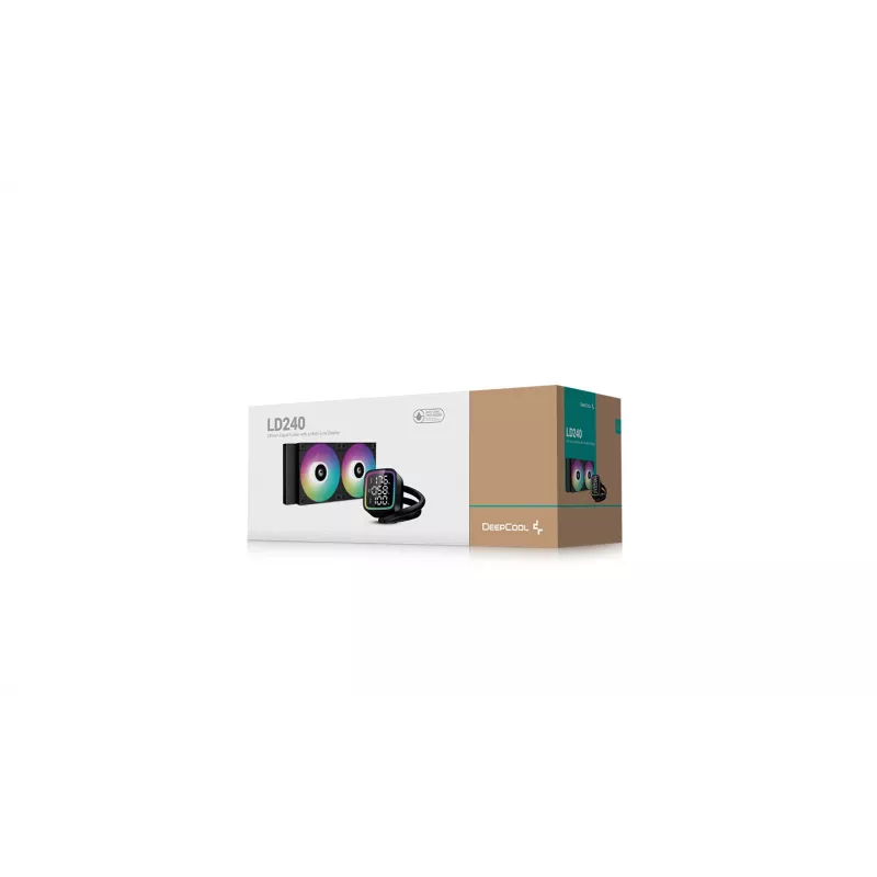 Refrigeración líquida todo en uno para CPU DeepCool R-LD240-BKDMMN-G-1 240 mm RGB, 2 ventiladores de 120 mm, PWM, tubos de 41 cm, radiador de aluminio