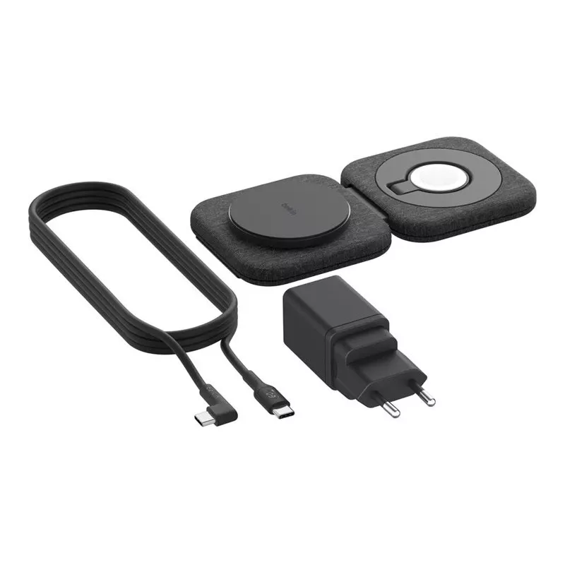 Estación de carga inalámbrica 2 en 1 Belkin BOOSTCHARGE PRO QI2 WIZ026VFBK — carga rápida inalámbrica para smartphone y auriculares