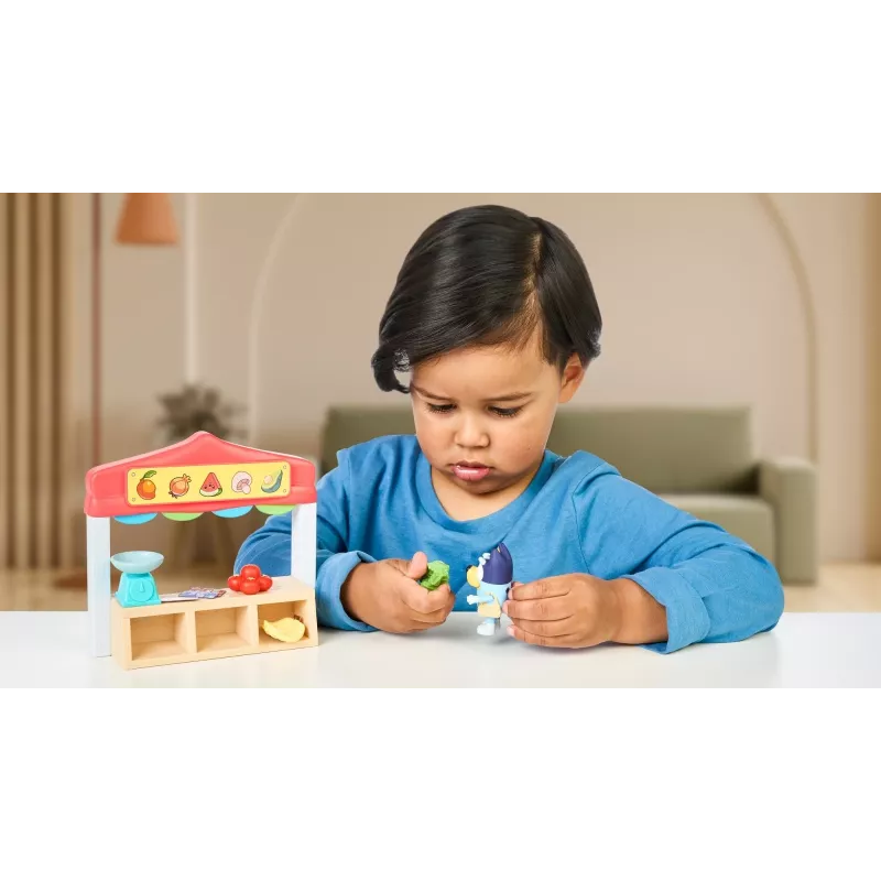 Set de figuras de juguete TMTOYS Mini Bluey tienda de alimentos BLU17555 - set de minifiguras para jugar