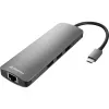 Sharkoon USB 3.0 Type-C Adaptador combo Tarjetas/adaptadores de interfaz HDMI, RJ-45, USB 3.2 Gen 1 (3.1 Gen 1)