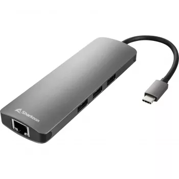Sharkoon USB 3.0 Type-C Adaptador combo Tarjetas/adaptadores de interfaz HDMI, RJ-45, USB 3.2 Gen 1 (3.1 Gen 1)