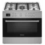 Cocina independiente Ravanson KWGE-K90A Cheff Modern — 90 cm, placa de gas con 5 quemadores y wok de 3000 W, horno eléctrico 110 l, plata