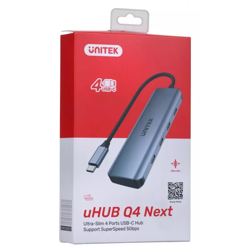 UNITEK uHUB Q4 hub USB Type-C 5000 Mbit/s gris