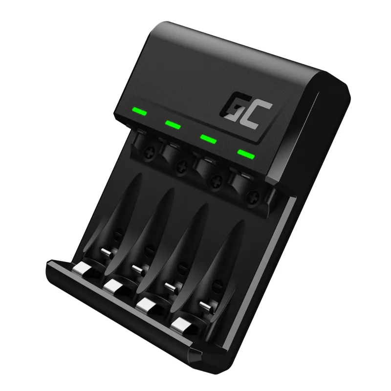 Cargador de pilas Green Cell GC VitalCharger USB, 4 ranuras, AA/AAA, alimentado por USB, negro