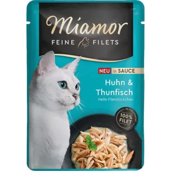 MIAMOR Fine Filets pollo con atún en salsa - alimento húmedo para gatos - 100 g