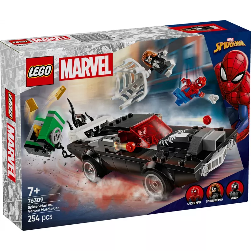 LEGO Marvel Super Heroes Set de construcción Coche muscle de Spider-Man vs. Venom 76309 — 254 piezas, 3 minifiguras, edad 7+