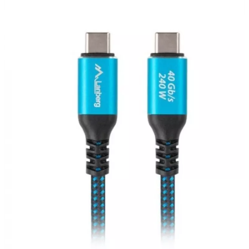 Cable USB-C a USB-C LANBERG CA-CMCM-45CU-0020-BK, 240 W PD, 8K@60Hz, 2,0 m