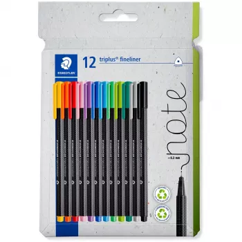 Rotulador fineliner Staedtler 334 C12 Superfine negro azul verde gris azul claro verde claro naranja rosa rojo violeta amarillo 12 uds.