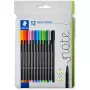 Rotulador fineliner Staedtler 334 C12 Superfine negro azul verde gris azul claro verde claro naranja rosa rojo violeta amarillo 12 uds.