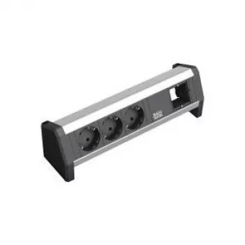 Alargador de corriente Bachmann 3x Schuko 1x GST18 Negro Plata