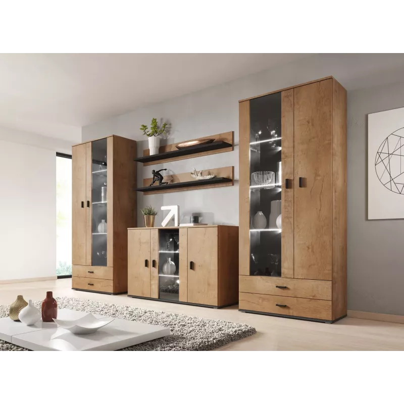 Aparador Cama 120 cm SOHO S7 roble lefkas/negro