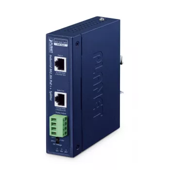 Divisor PoE++ PLANET IP30 industrial de un puerto 10Gbps 802.3bt 24V