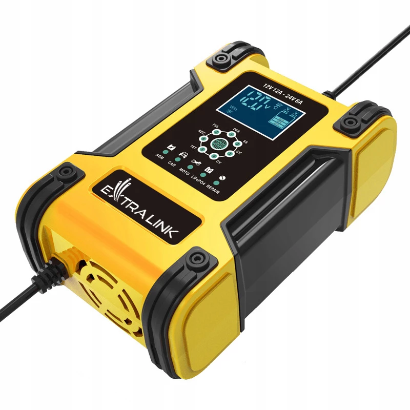 Cargador de baterías inteligente Extralink Shango | Rectificador | 100 - 240VAC, 12V 12A, 24V 6A