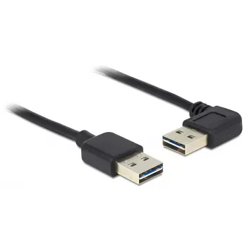 Cable USB DeLOCK 1m USB 2.0 A macho/macho 90° negro