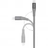 Cable adaptador USB 2.0, conector macho USB-C > conector macho Lightning (plateado/gris, 1 metro, PD, recubierto)