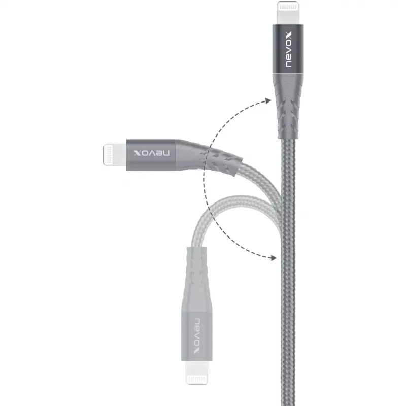 Cable adaptador USB 2.0, conector macho USB-C > conector macho Lightning (plateado/gris, 1 metro, PD, recubierto)
