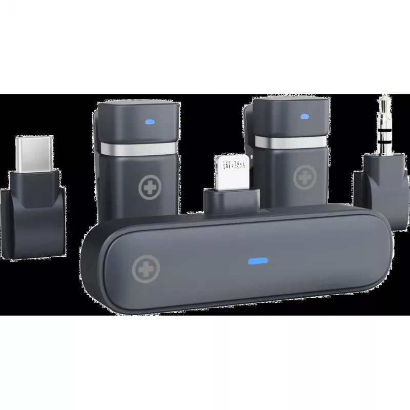 Kit de micrófono inalámbrico Plusonic PS-TDS9 con conectores USB-C, Lightning y 3,5 mm