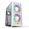 Caja de PC MODECOM AMIRANI ARGB Midi Tower blanca — ATX/ITX, GPU 35 cm, disipador de CPU 16,5 cm, 2 ventiladores de 200 mm