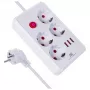 Regleta MACLEAN MCE392 W — 4 tomas de corriente F, 3×USB A, 110–240 V, 2,1 A máx., 2500 W, cable de 1,5 m, blanca