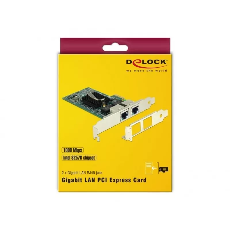 Delock Tarjeta PCIe 2x Gigabit LAN Adaptador de red