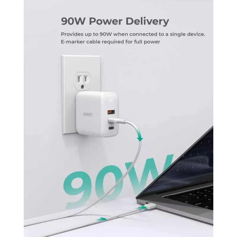 Cargador de pared ultrarrápido AUKEY PA-B6S blanco Omni a Mix GaN